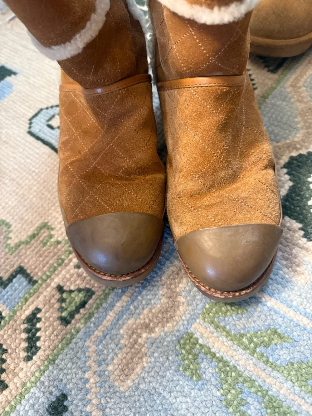 Tory Burch Chestnut Suede Shearling-Lined Winter Boots